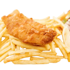 gurjão de peixe com batata frita